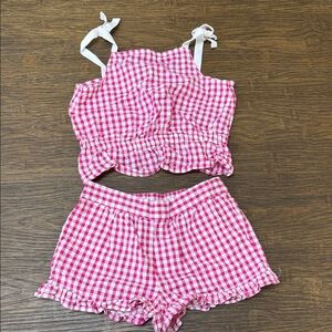 Janie and Jack Pink Checkered Set